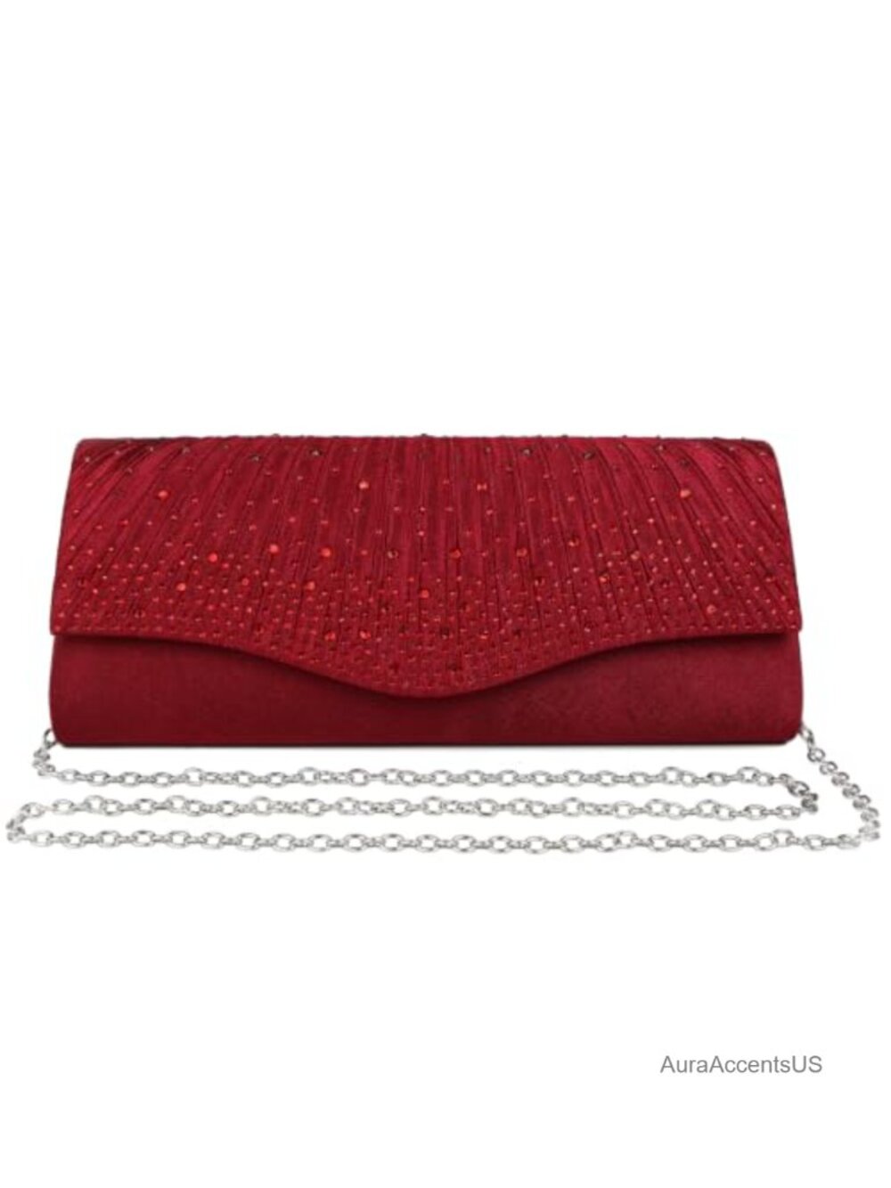 Satin Envelope Clutch Purse with Detachable Chain Strap